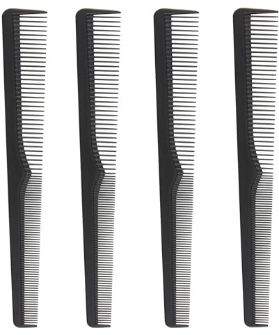 Premium Carbon Fiber Barber Combs - 4 Pack - Heat Resistant Barbers Comb, 7.3 Inch - Ideal for Home and Professional Use, Taper