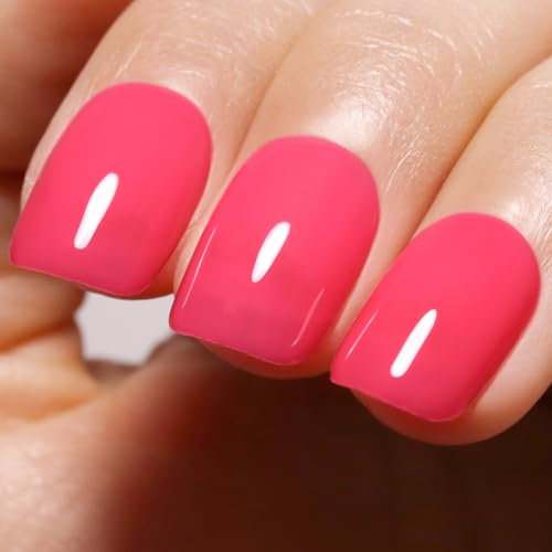 Imtiti Sheer Neon Pink Gel Nail Polish, Jelly Hot Pink Translucent Color UV/LED Soak Off Gel Polish for DIY Nail Art Manicure and Pedicure at Home or Salon, 0.5 fl oz