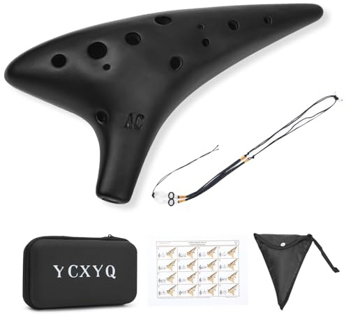 YCXYQ Alto C key - Ocarina Professional Master Tuning 12-Hole Ceramic Piccolo Smoked Craft Firing Comes with Fingering Chart Neck Lanyard and Storage Box