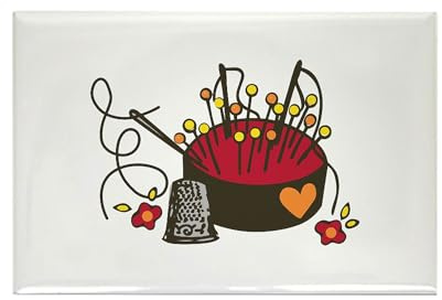 CafePress Floral Pin Cushion Magnets Rectangle Magnet, 3x2 Refrigerator Magnet
