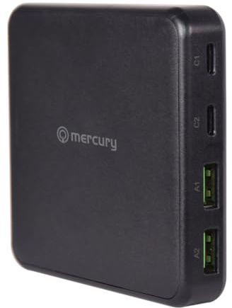 Mercury 65W Desktop GaN Charger Multi Charger Station PD Charging Hub Power Brick UK Plug for Laptop Chargers & Power Supplies Multi Port USB-C USB-A Charging Block