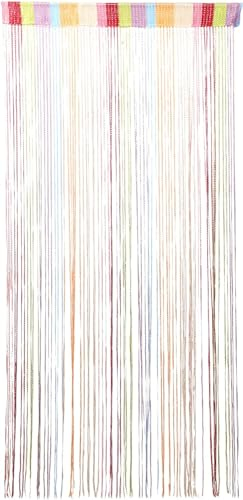 200 X 100cm Fadenvorhang Insektenschutz, Fadenvorhang, Fliegenvorhang, Fliegenvorhang Terrassentür, Mehrfarbig Fadenvorhang im Tautropfen Design, Raumteiler Fliegenschutz(Rainbow)