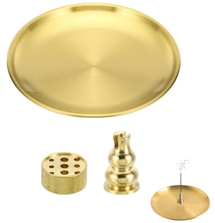 TIEGUANJIA Brass Incense Burner Cone Stick Holder with 9 Holes Gourd Type Stand Incense Holder Kit for Home Fragrance Decor Yoga Spa Gifts