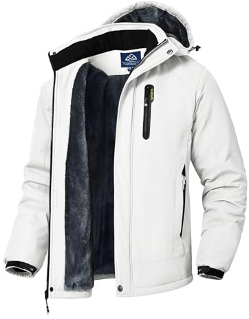 Rdruko Herren Skijacke Schneejacke Wasserdicht Winter Isoliert Fleece Kapuze Outdoor Mountain Mantel | Fleece gefüttert, warm, thermisch, dick, winddicht, mit Kapuze, 4 Taschen, Snowboard, Outdoor, Wandern