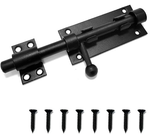 Lenleyee Loquet Coulissant, Acier Inoxydable de Sécurité Verrou Porte, Verrou Coulissant Noir Matériel de Verrouillage de Porte en Acier Inoxydable, Boulon à Glissière Avec des Vis