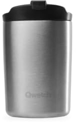 Qwetch - Travel Mug Isotherme - Inox Brossé - Mug de Voyage et Gobelet Isotherme, Étanche en inox 304 Thermo Café et Thé 6h Chaud &12h Froid, Bureau, Voiture et Café à Emporter 240ml