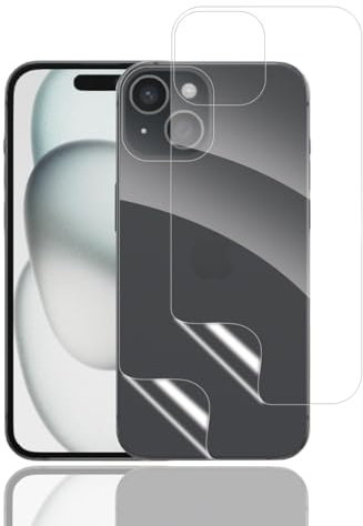 KoasVonson Pellicola Posteriore Idrogel per iPhone 15, 2 Pezzi Pellicola Protettiva Posteriore Flessibile HD Trasparente, TPU Sottile Materiali, Antigraffio [Non Vetro Temperato]