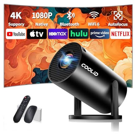 [App Integrada] Mini Proyector Soporte 4K 1080P con 5G WiFi 6 y Bluetooth 5.4 2026 Upgraded Proyector Portátil con Corrección Trapezoidal Automática 270° Giratorio TV Stick/USB/PS5/Con Ratón,Negro