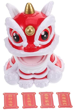 Ciieeo Adornos De Danza Del León Estilo Chino Figura De Cabeza Solar Para Coche Decoración De Salpicadero Para Hogar Suerte Danza