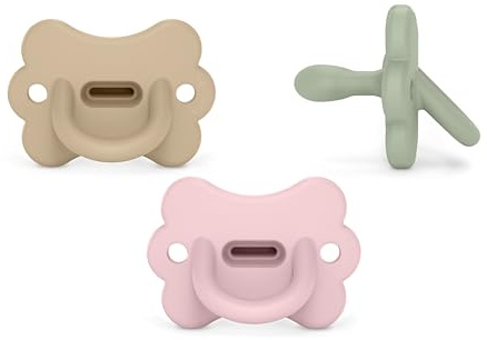Suavinex, Confezione da 3 Ciucci in Silicone, Neonati 0/6 Mesi, Neonati, Tettina Simmetrica Sx Pro, Morbida e Flessibile, Ideale per Dormire, Rispetta lo Sviluppo Orale, Butterfly, Rosa, Verde, Beige