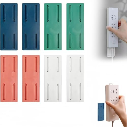 YSTrillion Soporte Regleta Pared,8pcs Auto Adhesivo Fijador Power Strip,Fijador De Soporte De Regleta,Fijador de Enchufes de Escritorio Autoadhesivo para Enchufes,Routers