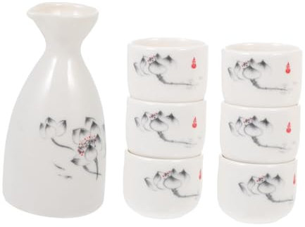 VICASKY Set di Caraffa per Sakè Giapponese in Ceramica Rosa Tazze da Sake, Design Elegante e Funzionale per Riunioni Private di Famiglia e Amici