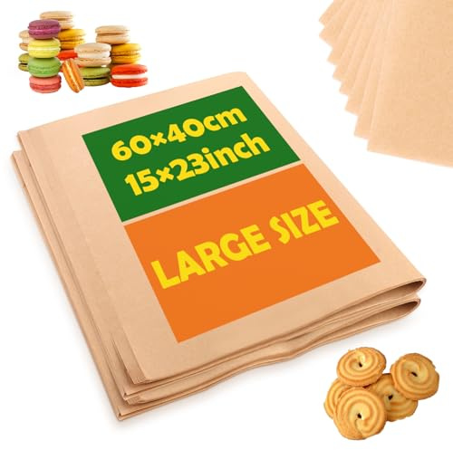 MUXHEL 300PCS 60x40cm Large Baking Paper Sheets Non-Stick Unbleached Parchment Paper for Baking Food-Grade Baking Paper Parchment Paper Sheets for Bread Meat Baking Cookies Rosating