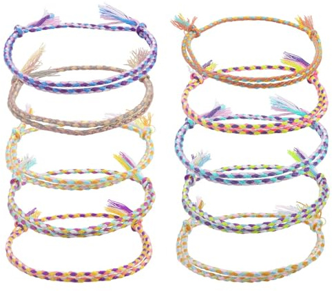 Aisikoo 10 Stück Boho Fußkettchen für Damen – Verstellbare Fußkette & Surferarmband Damen, Geflochtenes Freundschaftsband, Fußketten Set, Fußkettchen für Frauen, Ideal als Geschenk