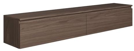 Selsey Hängeboard Bemmi 28,4x175x31,8 cm, Minimalistisches TV Lowboard, Wisconsin-Walnuss, Hochwertige Spanplatte mit ABS-Kanten, Zwei Klappenfächer,Melaminbeschichtet, Ideal fürs Wohnzimmer