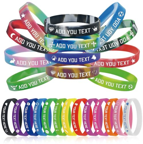 Individuelle Silikon-Armbänder, personalisierbar, gravierter Text, Gummi-Armbänder für Motivation, Veranstaltungen, Geschenke, Bewusstsein