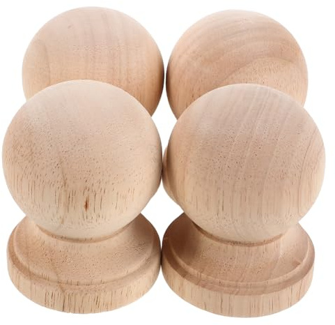 SOLUSTRE 4pcs Unfinished Wooden Baluster Spindles European Decorative Unpainted Wood Newel Post Handrail for DIY Staircase Furniture Woodworking Crafts Home Improvement Light Yellow