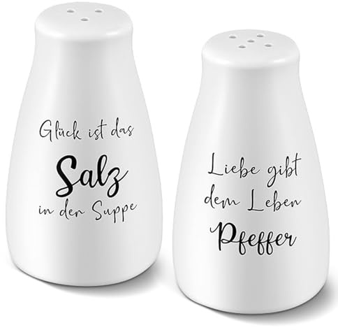 2 Stück Salz und Pfefferstreuer Keramik Salz und Pfefferstreuer Set Porzellanhochzeit Geschenke Pfeffer und Salzstreuer Kleine Salzstreuer für Küche, Camping, Unterwegs, Wohnmobil, Nachzufüllen