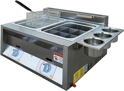 HPTHLY Friteuse À Gaz Professionnelle 6 L/12 L, Cuisinière D'Extérieur en Acier Inoxydable, pour Cuisine Et Restaurant,6L+6L