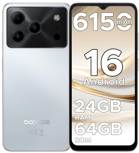 DOOGEE Note 56 Smartphone Android 16, 6150 mAh, 8.45 mm Ultrasottile, 6.56 HD + 90 Hz IPS, 24 GB + 64 GB/2 TB TF, 4G Smartphone 2025,Telefoni Android, Dual SIM/Octa Core/OTG/Face ID/GPS, Bianco