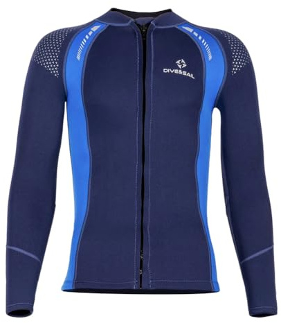 Herr topp 2,3XL, neopren 3 mm jacka för män och kvinnor - termisk topp med långärmad dragkedja fram för surfing, simning, snorkling och kajak i kallt vatten