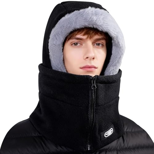 KASESSS Balaclava vinter, stormmask, varm fleece-balaclava, cykelmössa, balaclava skidmask med dragkedja för män och kvinnor för motorcykel, cykel, skidåkning, utomhussport, svart