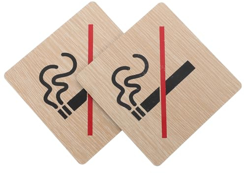 CALLARON Cartello Vietato Fumare in Legno Rustico 2 Pezzi Segnali di Divieto per Bar, Uffici e Spazi Pubblici, Indicazione Chiara e Visibile per Norme Antifumo