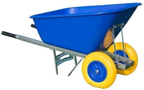 Generico Carriola a Doppia Ruota for carichi Pesanti con Vassoio in plastica da 200 Litri con Ruote Resistenti alla Foratura for Giardino e Fattoria