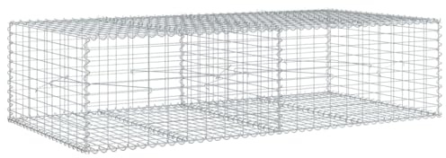 Nqyjm Gabion Gabion Cestello Gabion con Coperchio 200x100x50 cm Ferro Zincato, Recinzione Decorativa Giardino Griglia Metallo per Arredamento Esterno Cortile