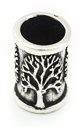 Battle-Merchant - Mittelalterliche Bartperle mit Lebensbaum aus Silber - Authentischer Schmuckanhänger für Mittelalter Reenactment und LARP, ca. Innendurchmesser 7mm