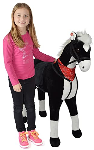 Pink Papaya Plüschpferd XXL 105cm Pferd, Amadeus, Fast lebensgroßes Spielpferd zum reiten, Stehpferd XXL, Spielzeug Pferd bis 100kg belastbar - Kinderpferd mit Kleiner Bürste