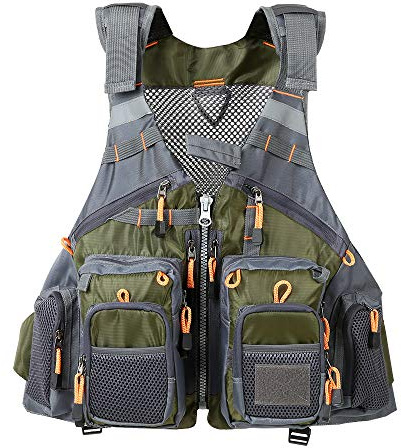 Fly Fishing Vest, Fishing Safety Life Jacket for Swimming Sailing Boating Kayak Floating Multifunction Breathable Backpack for Men and Women Vest/Kayak (Army Green, with Foam)