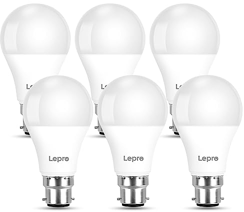 Lepro Bayonet Light Bulb, Cool White 6500K, 60W Equivalent, 8.5W 806LM B22 LED Bulb Daylight White, Energy Saving Light Bulbs Bayonet, Non-dimmable, Pack of 6