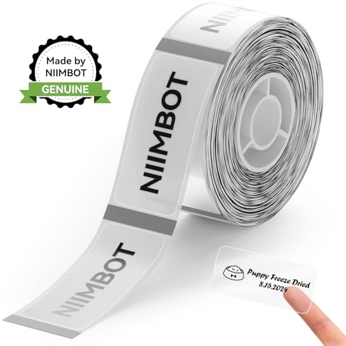 NIIMBOT D110 Label Maker Tape, 14x30mm (0.55x1.18) 210Label/Roll, Waterproof Label for Home Office Oragnization (Clear)