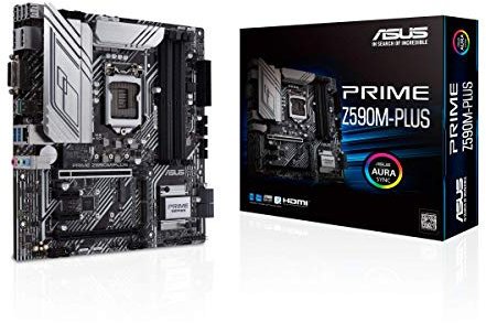 ASUS Prime Z590M-PLUS LGA 1200(Intel11th/10th Gen) microATX Motherboard (PCIe 4.0, 10 Power Stages, 3X M.2 Slot,Thunderbolt 4 Header,1Gb LAN, SPI-TPM Header,M.2 Socket -Key E Wireless,Aura Sync RGB)