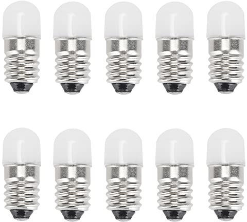 GutReise E10 LED Leuchtmittel 12 V Warmweiß, 10 Stück AC/DC E10 Miniatur-Schraub-LED-Lampen 0,5 W, 65 lm (12 V, Warmweiß)