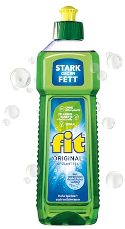 fit Hand-Spülmittel 500 ml, Original, hautverträglich, vegan | Geschirrspülmittel gegen Fett und Stärke, mikroplastikfrei, Perfekter Abwasch, dermatologisch bestätigt