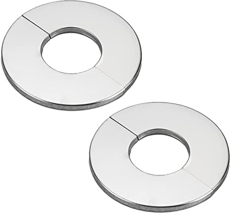 Wall Split Flange Pipe Covers Chrome, Drain Pipe Cover Pipe Snug Stainless Steel Round Escutcheon Plate for Diameter Pipe, 2Pcs Radiator Pipe Collars, Sliver (24mm)