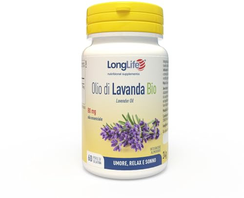 LongLife® Olio di Lavanda Bio | Certificato BIO | 80mg olio essenziale | Rilassamento e tono dell’umore | Senza glutine