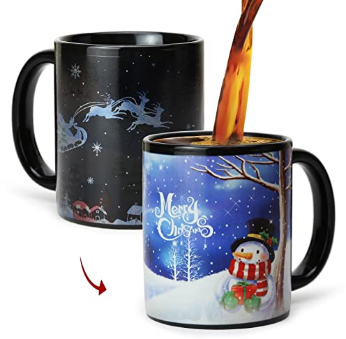 Magic Color Changing Christmas Mug, Heat Sensitive 12oz Coffee Mug with Gift Box, Christmas Gifts for Women, Men, Kids, Family (Snowman Blue)