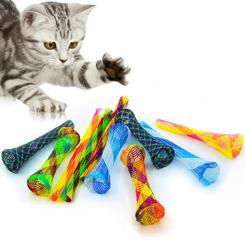 LATRAT 10 Stücke Cat Spring Spielzeug, Cat Spring Spielzeug Bunte Spirale Cat Kunststoff Bunt Spielzeug Haustier Katzenspielzeug Beißen Und Jagen Von Kätzchen, Farbe zufällig