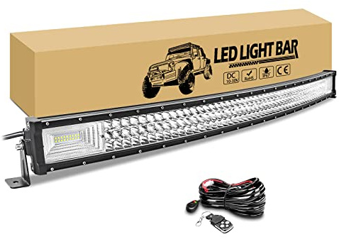 RIGIDON Led Lichtbalken KFZ Gebogen 105 cm 42 Zoll 540W mit 12v Kabelbaum | Dreireihig Led Arbeitsscheinwerfer Bar, Wasserdicht Lightbar für Auto Dach Offroad LKW PKW SUV 4x4 Fahrzeuge, 6000K Weiß