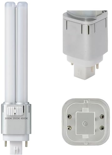 KASTLITE 4-Pin PL LED Lamp, 10W, 1400 Lumens, 2700K/4000K/5000K CCT Switchable, G24q/GX24q Base, CFL 42W Replacement, Hybrid Type A/B, Damp Location Rated, Multi-Directional Mounting, 1-Pack