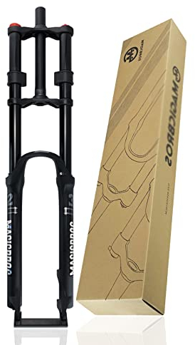 ZCXBHD DH Mountainbike Federgabel 26/27.5/29'' MTB-Luftgabel Federweg 160mm 1-1/8 Gerade Doppelkronen-Gabel Manuelles Lockout QR 9MM (Color : NO Damping, Size : 26in)