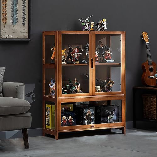 JSLJDM Vitrinenschrank Sammlervitrine Stehend Standvitrine Glasvitrine Acryl Vitrine Standvitrine Acryl Vitrine Doppeltüren Großer Kapazität Sammlervitrine Handgefertigtes Lagerregal für Waren