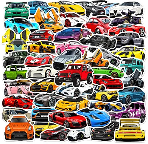 LYunMu Sportwagen Rennen Aufkleber Sportwagen Sticker Set 50 Stücke Niedlich Deko für Auto Laptop Skateboard Fahrrad Moped Motorrad Fahrrad Computer,Geeignet für Erwachsene Kinder