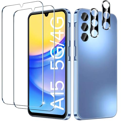 ivoler 2 Stück Panzerglas für Samsung Galaxy A15 5G / 4G / M15 5G, Schutzfolie, 9H Härte Hartglas Displayschutzfolie, HD Klar, Anti-Kratz, Anti-Bläschen | Mit 2 Schutzfolien, 2 Kamerafolien, HD transparent, Einbaurahmen, kratzfest, blasenfrei