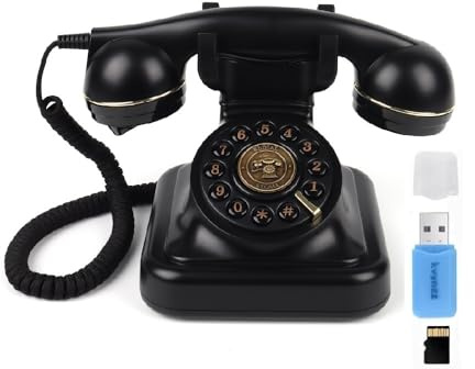 Audio Guest Book Phone Record Customized Voice Messages, Classic Retro Style Guestbook Telephone for Parties Weddings Birthdays Rentals Confessions Special Occasions (Black)