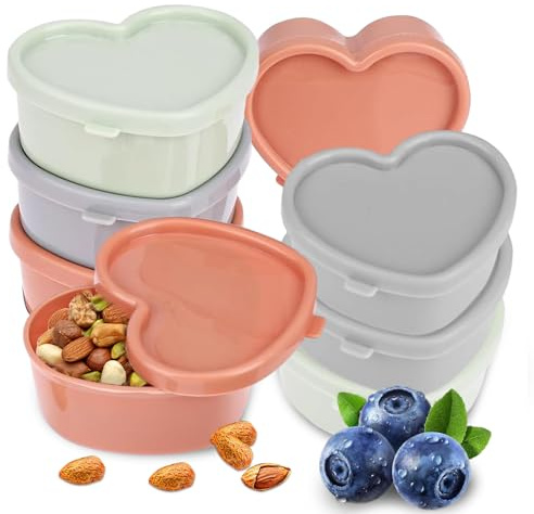 Lithyc 8 contenitori piccoli con coperchio, in plastica, piccoli contenitori per alimenti, impilabili e riutilizzabili per snack, salse, condimenti, spezie, cereali, riso