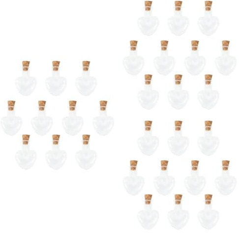 PRETYZOOM 60pièces Bouteilles Forme De Cœur avec Bouchon Liège Petits Pots pour Décoration Et Bouteilles Transparentes pour Maison Et Magasin
